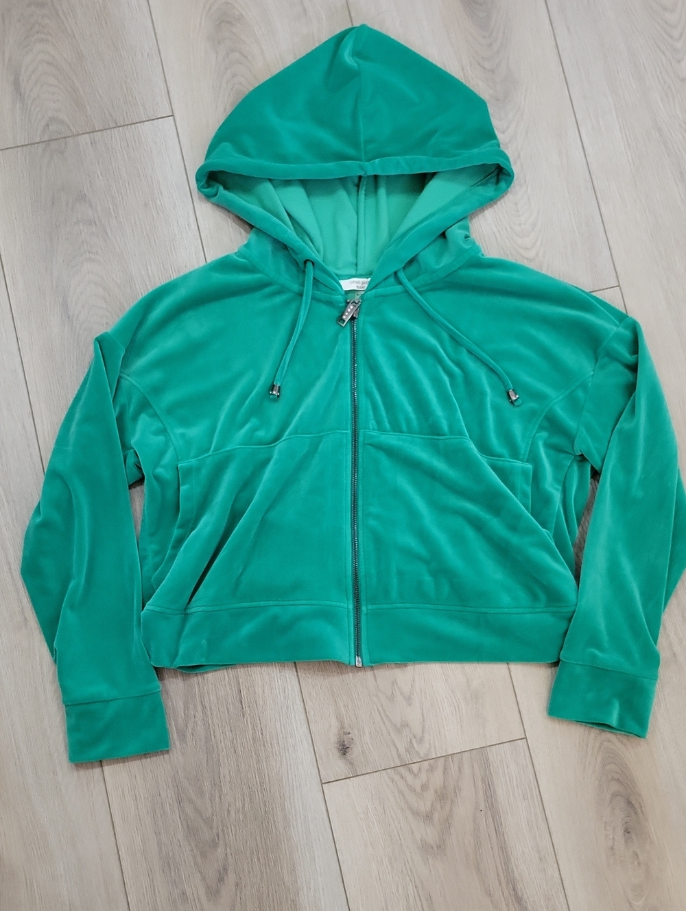 Cable & Gauge Teal Green Velour Zip Hoodie